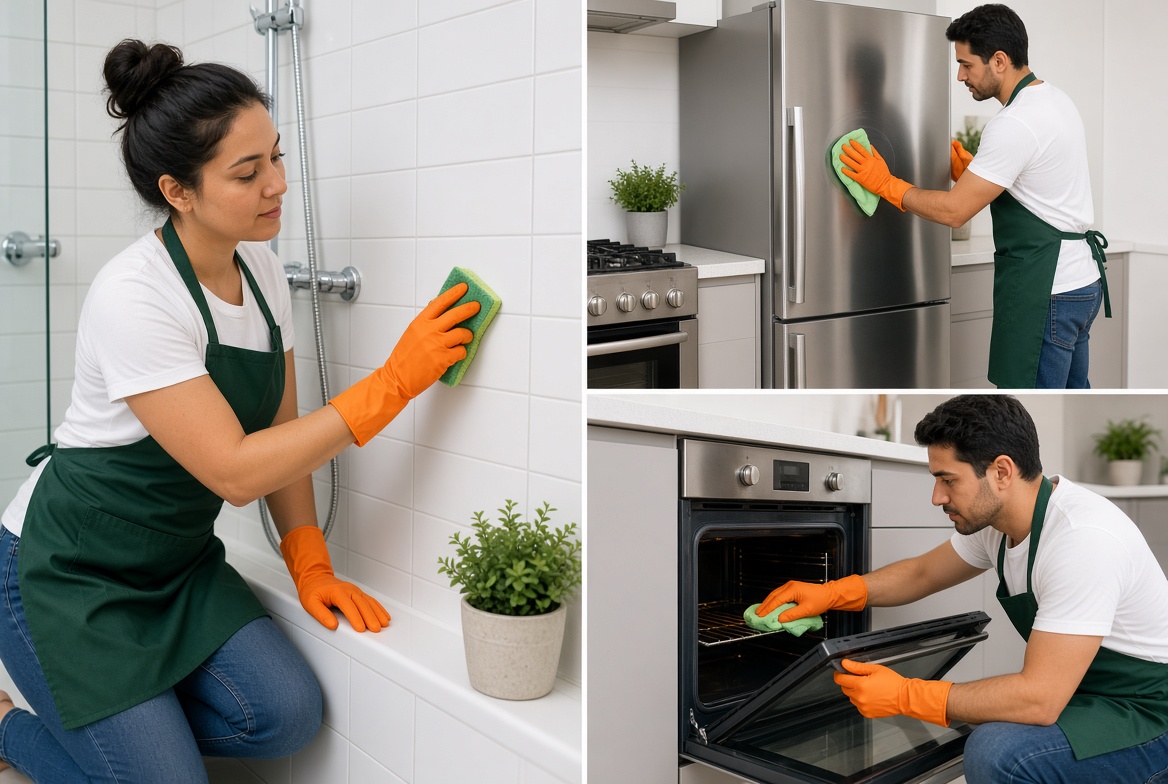 Residential deep cleaning of bathroom and kitchen